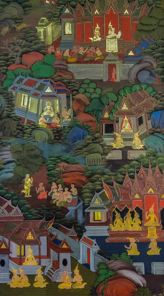 Bangkok Tailandia Noviembre 2014 Antigua Pintura Mural Del Templo Budista —  Fotos de Stock