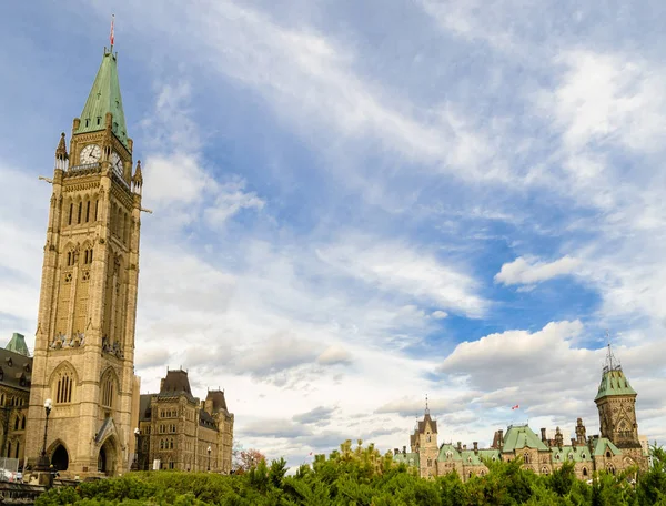 Canadian Parliament with Peace Tower and East Block in Ottawa, C Stock Photo