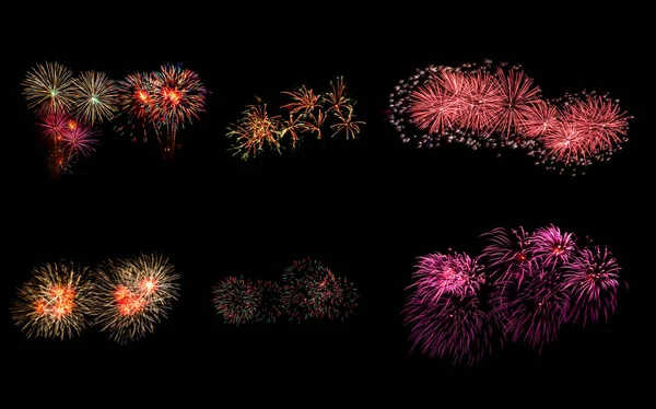 Bunte Feuerwerk isoliert auf schwarzem Hintergrund — Stockfoto