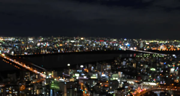 市街地夜景の空中ライトアップ｜blar backgr. — ストック写真