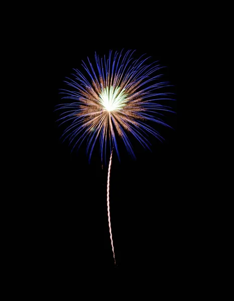 Blaues Feuerwerk Isoliert Auf Schwarzem Hintergrund — Stockfoto
