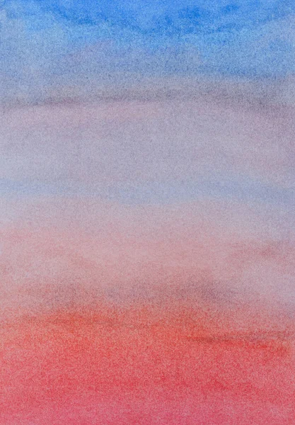 抽象水彩画の背景 滑らかな青と赤の空 手描きの紙に質感のイラスト — ストック写真