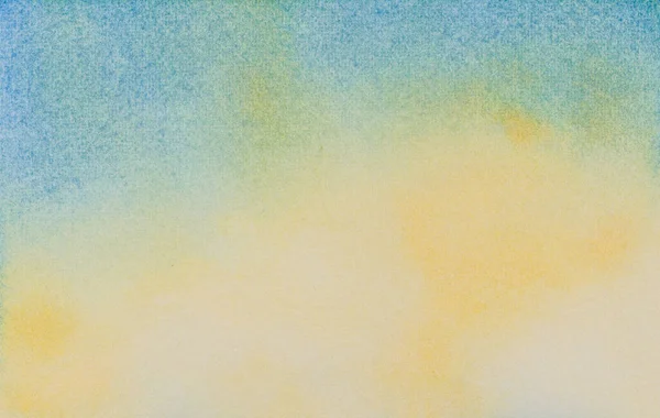 Fundo Aquarela Abstrato Céu Azul Amarelo Liso Mão Desenhada Sobre — Fotografia de Stock