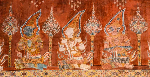 Phatthalung Thaïlande Avril 2016 Ancien Temple Bouddhiste Peinture Murale Art — Photo