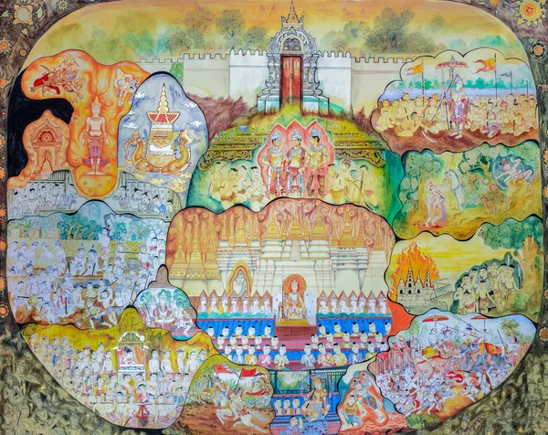 Chiang Mai Thailand October 2014 Thai Mural Painting Lanna People — 图库照片