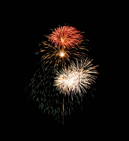 Прекрасный Свет Празднования Праздничного Красочного Фейерверка Ночном Небе Новогодняя Юбилейная — стоковое фото