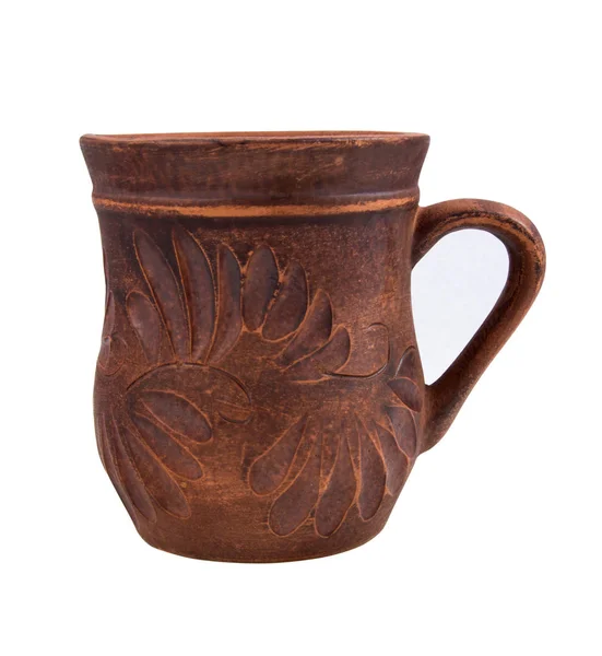 çanak çömlek kahverengi beyaz arka plan üzerinde izole