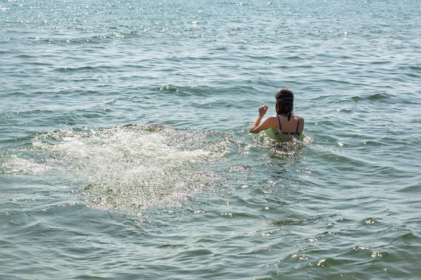 Bathing People Beach Black Sea Spray Water Summer — Stock Photo, Image