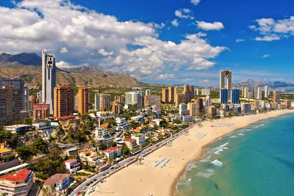 Waterkant Wolkenkrabbers Strand Benidorm Costa Blanca Spanje — Stockfoto