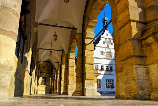 Rothenburg Arkadami Ratusza Tawerna Radnych — Zdjęcie stockowe