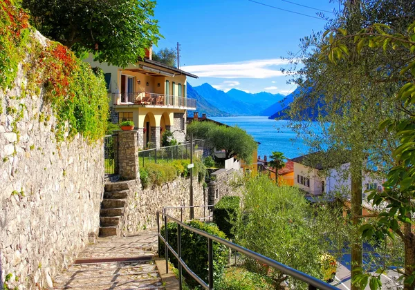 Gandria Klein Dorpje Aan Het Meer Van Lugano Zwitserland Stockafbeelding