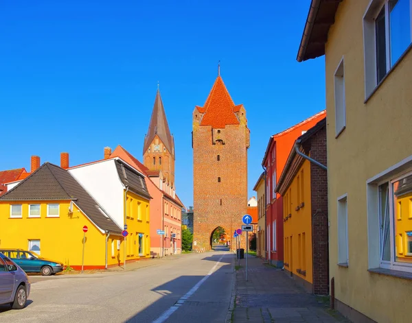 Barth Dammgate and church, an old town on the Bodden — Stock Photo, Image