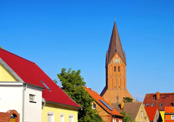 Miasto Barth i Kościół, stare miasto na Bodden — Zdjęcie stockowe