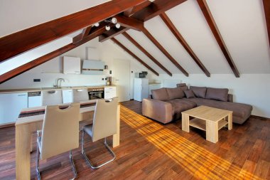 modern bir açık kat planı mutfak