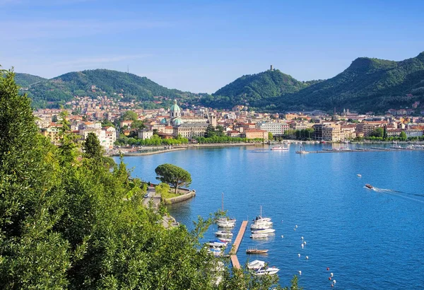 Vista Ciudad Como Lago Como Lombardía Italia —  Fotos de Stock