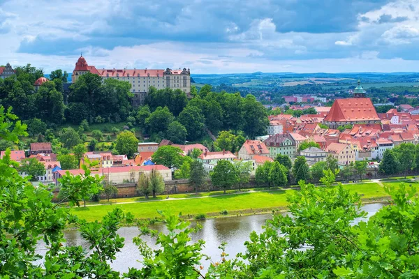 Utsikt Över Floden Elbe Till Staden Pirna Sachsen Tyskland Europa — Stockfoto