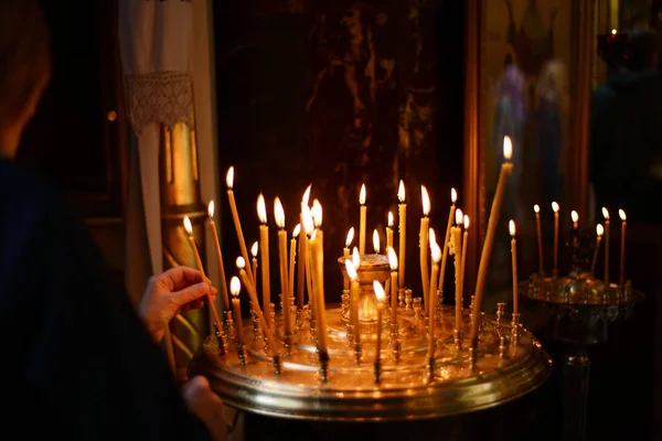 Burning Candles Volodymyr Cathedral Kyiv Ukraine — Stock Photo, Image