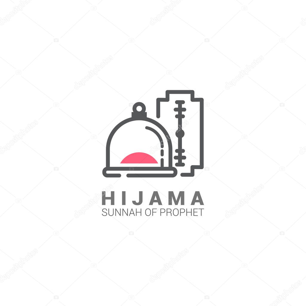 Hidjama jar and blade, logo for person who make bloodletting