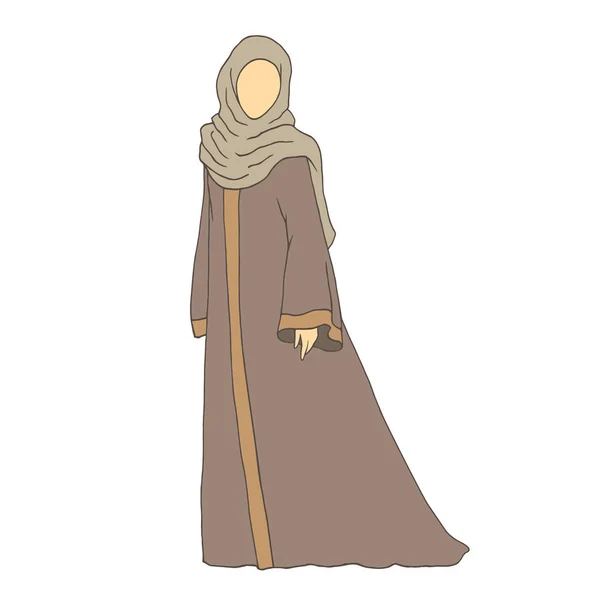 Femme Vêtue Longs Vêtements Tête Couverte Femme Musulmane Sans Visage — Image vectorielle