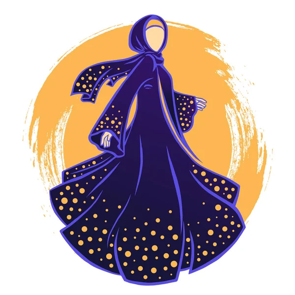 Vrouw Het Donker Mooie Jurk Moslimvrouw Donkere Mooie Abaya — Stockvector