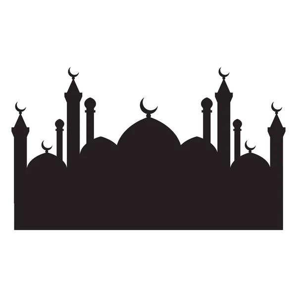 Mosquée Vecteur Silhouette Noire — Image vectorielle