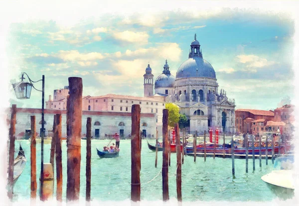 Uitzicht Het Canal Grande Met Basilica Santa Maria Della Salute — Stockfoto