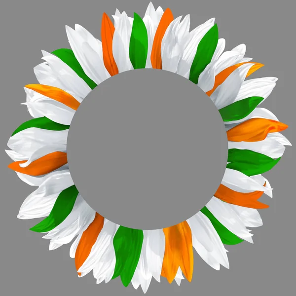Krans av grönt, orange och vitt kronblad — Stockfoto