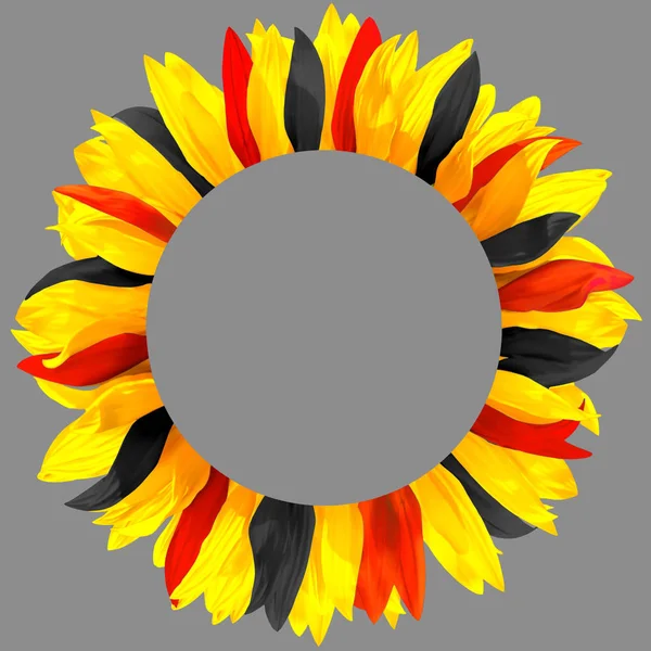 Corona hecha de pétalos amarillos, rojos y negros — Foto de Stock
