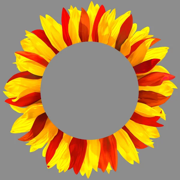 Wreath made of red and yellow petals — Stock Photo, Image
