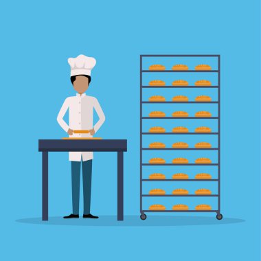 Baker yoğurma hamur. Ekmek hazırlanması.