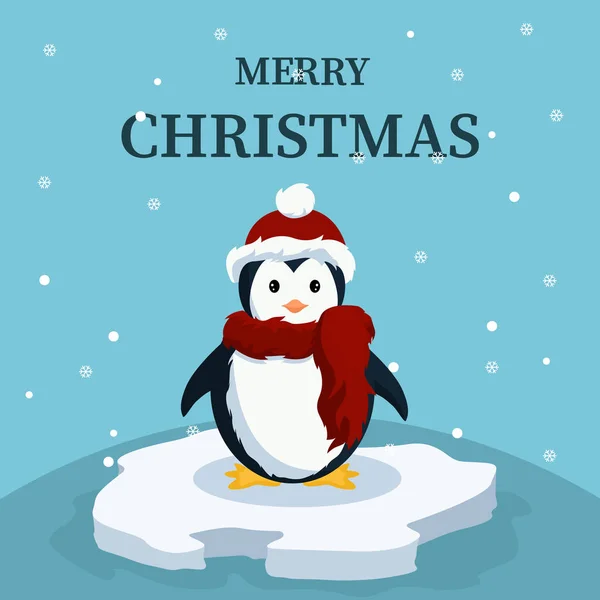 Tarjeta Navidad Lindo Pingüino Bebé — Vector de stock