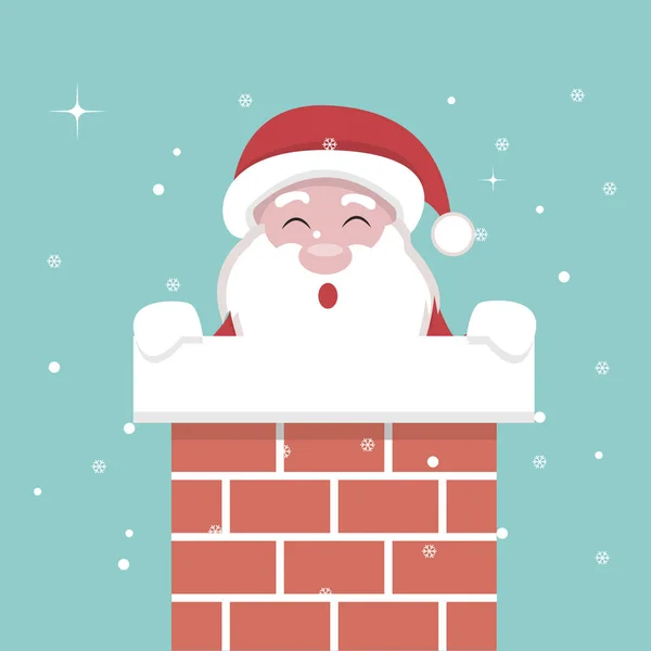 Karta Boże Narodzenie Santa Claus Wewnątrz Kominka — Wektor stockowy