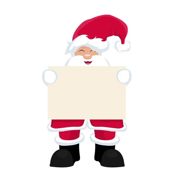 Santa Claus Sosteniendo Cartel Blanco — Vector de stock