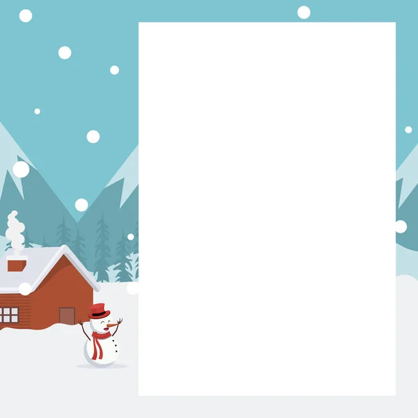 Christmas Landscape Card White Background Write — Stock Vector