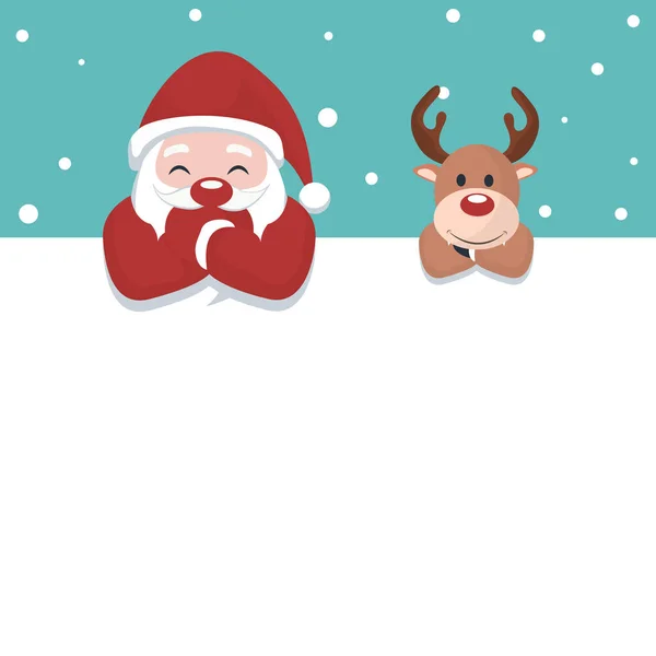 Cartão Natal Papai Noel Renas Cartaz Branco Para Escrever — Vetor de Stock
