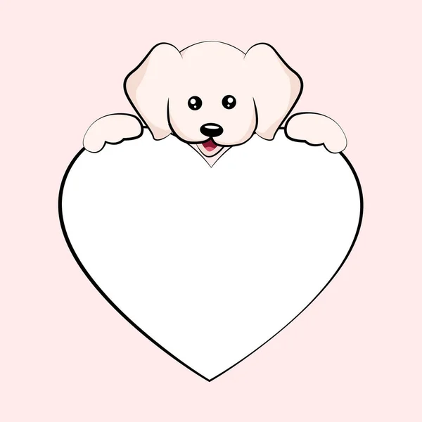 Baby Hond Valentines Kaart Met Hart Toewijding Schrijven — Stockvector