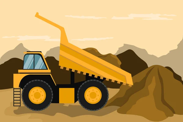 Camion Minier Faisant Construction Exploitation Minière Machines Lourdes — Image vectorielle