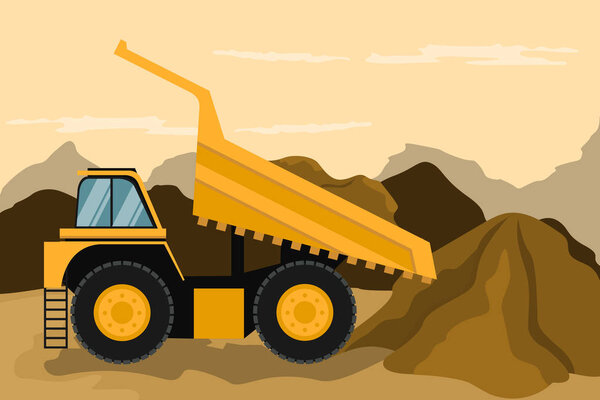 Mining truck doing construction and mining. Heavy machinery
