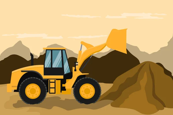 Frontal Loader Doing Construction Mining Work Heavy Machinery — 图库矢量图片