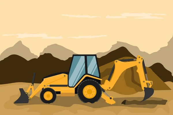 Pelle Rétro Faisant Des Travaux Construction Exploitation Minière Machines Lourdes — Image vectorielle