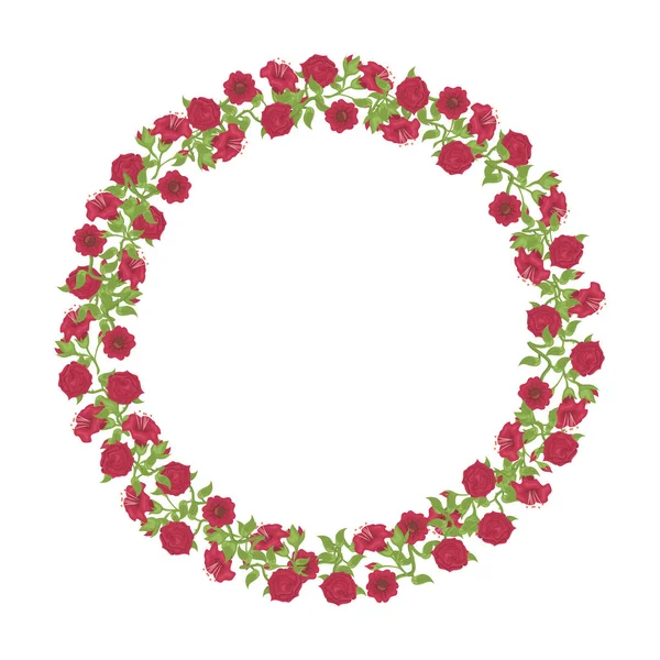 Schöner Bogen Aus Rosen Und Roten Tulpen Blumenschmuck Vektor — Stockvektor