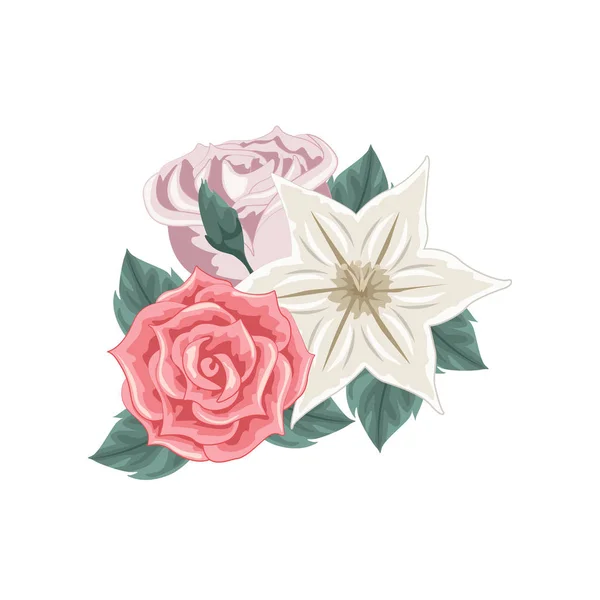 Ensemble Bouquet Fleurs Colorées — Image vectorielle