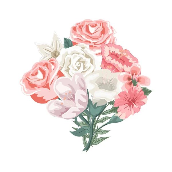Прекрасный Букет Цветов Роз Тюльпанов — стоковый вектор