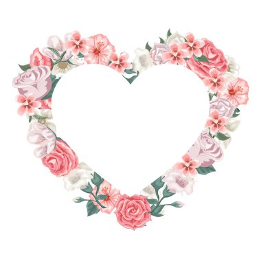 Gül ve çiçek bir kalp şekillendirme seti