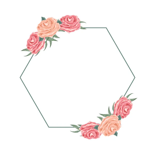 Vackra Hexagon Blomsterarrangemang För Engagemang — Stock vektor