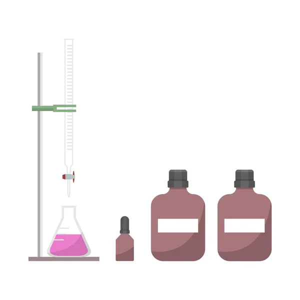 Equipo Titulación Base Ácido Laboratorio Química — Vector de stock