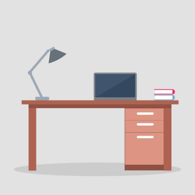 Lamba ve dizüstü bilgisayar lı çalışma masası