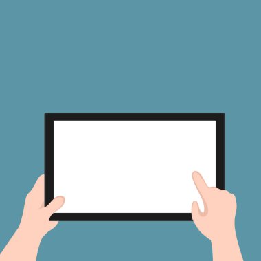 Tablet elektronik cihazını manipüle eden kişi