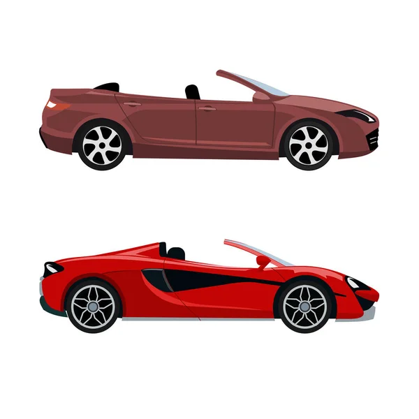 Conjunto Coches Convertibles Modernos Lujo — Vector de stock