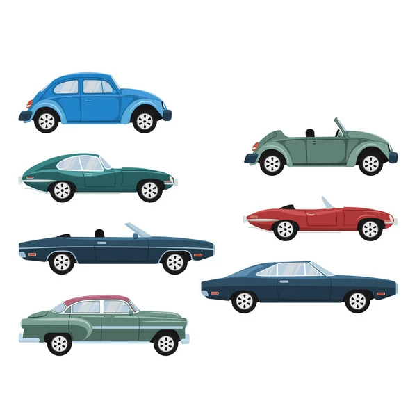 Conjunto Diseño Coche Lujo Clásico Antiguo Retro — Archivo Imágenes Vectoriales